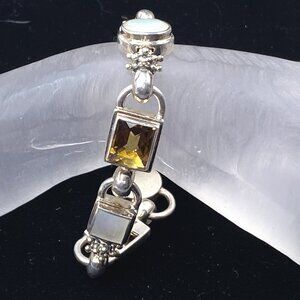 JR9060 Michael Dawkins Silver MOP Smoky Quartz Bracelet 7.5" 46.6g